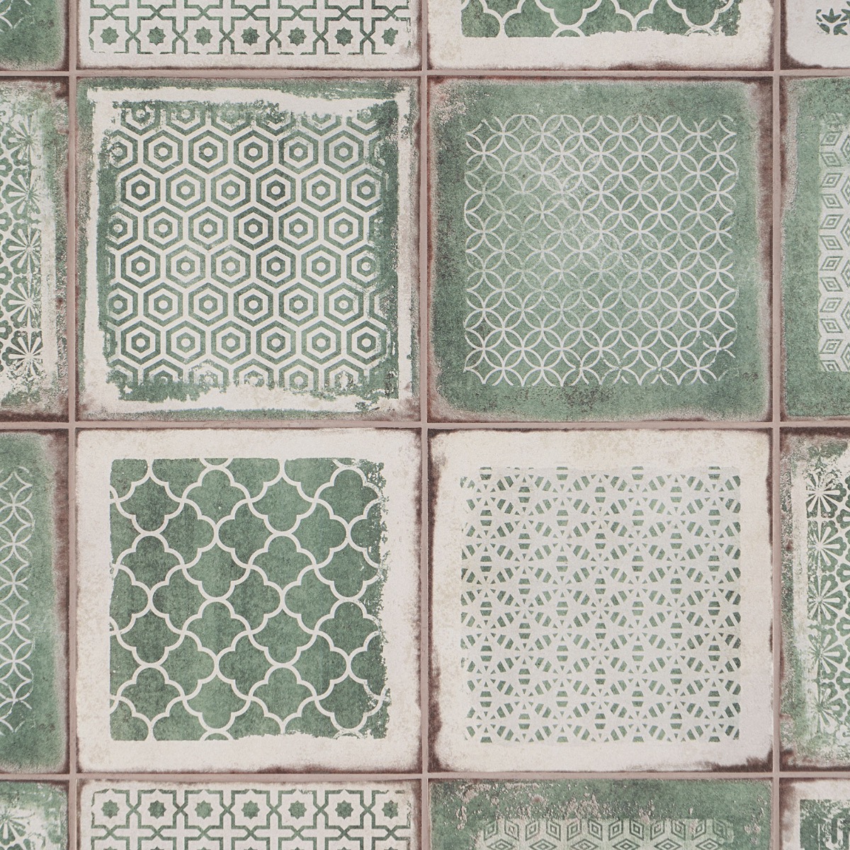 Bernalillo Deco Green 8x8 Matte Porcelain Tile