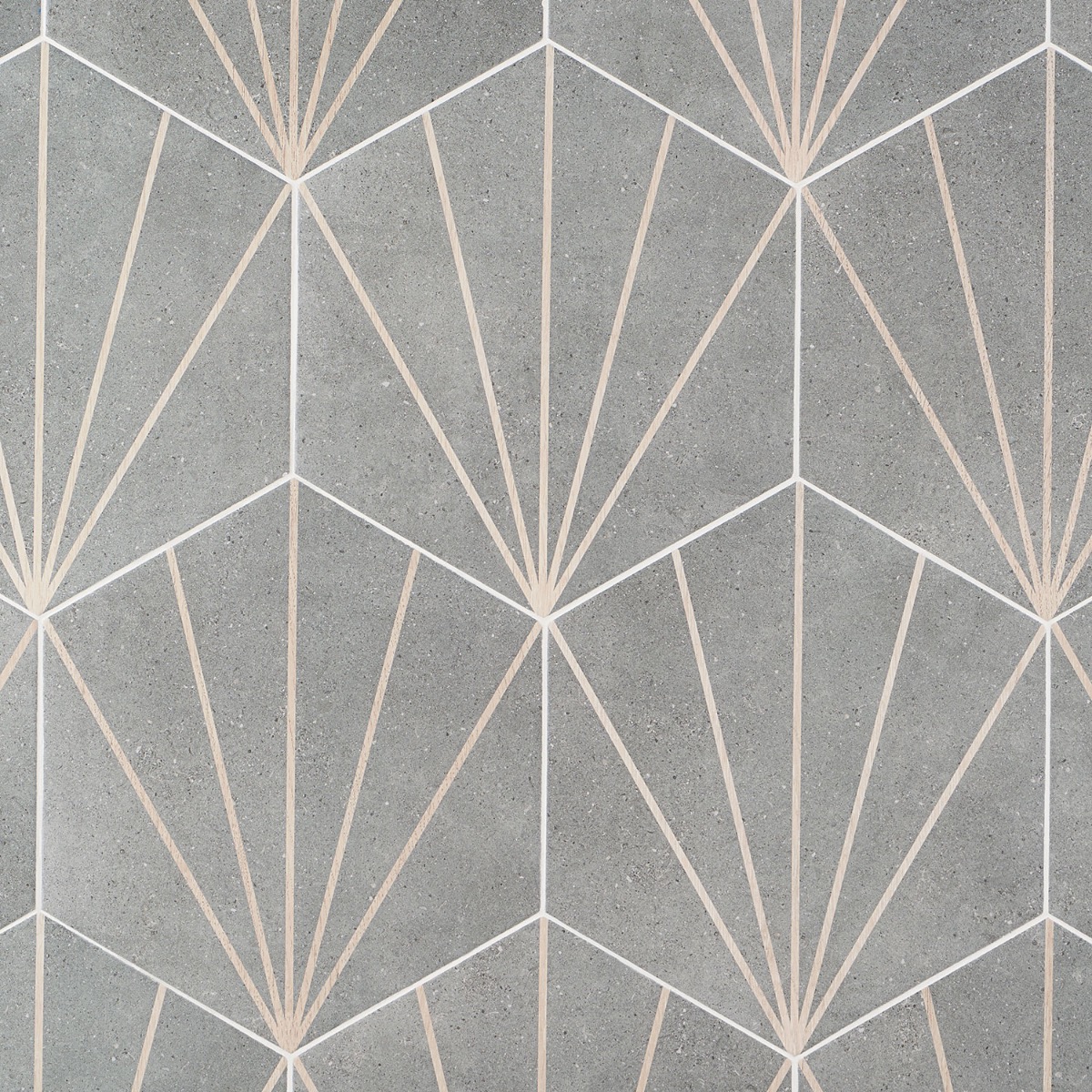 Piaka Beams Graphite 12.5" Hex Matte Porcelain