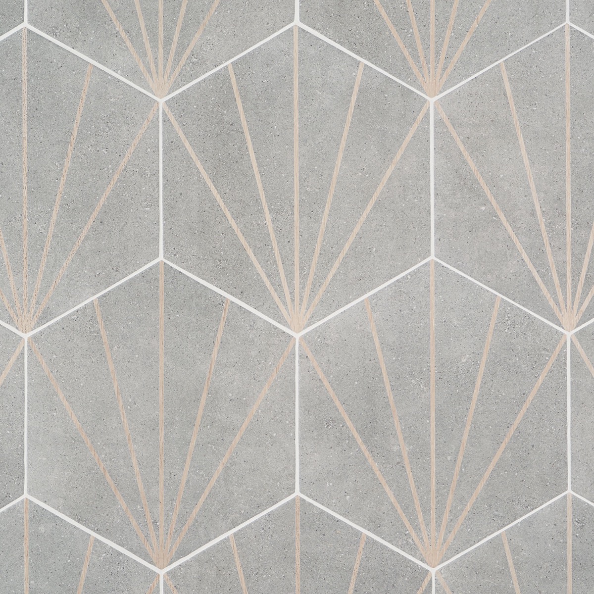 Piaka Beams Gray 12.5" Hex Matte Porcelain