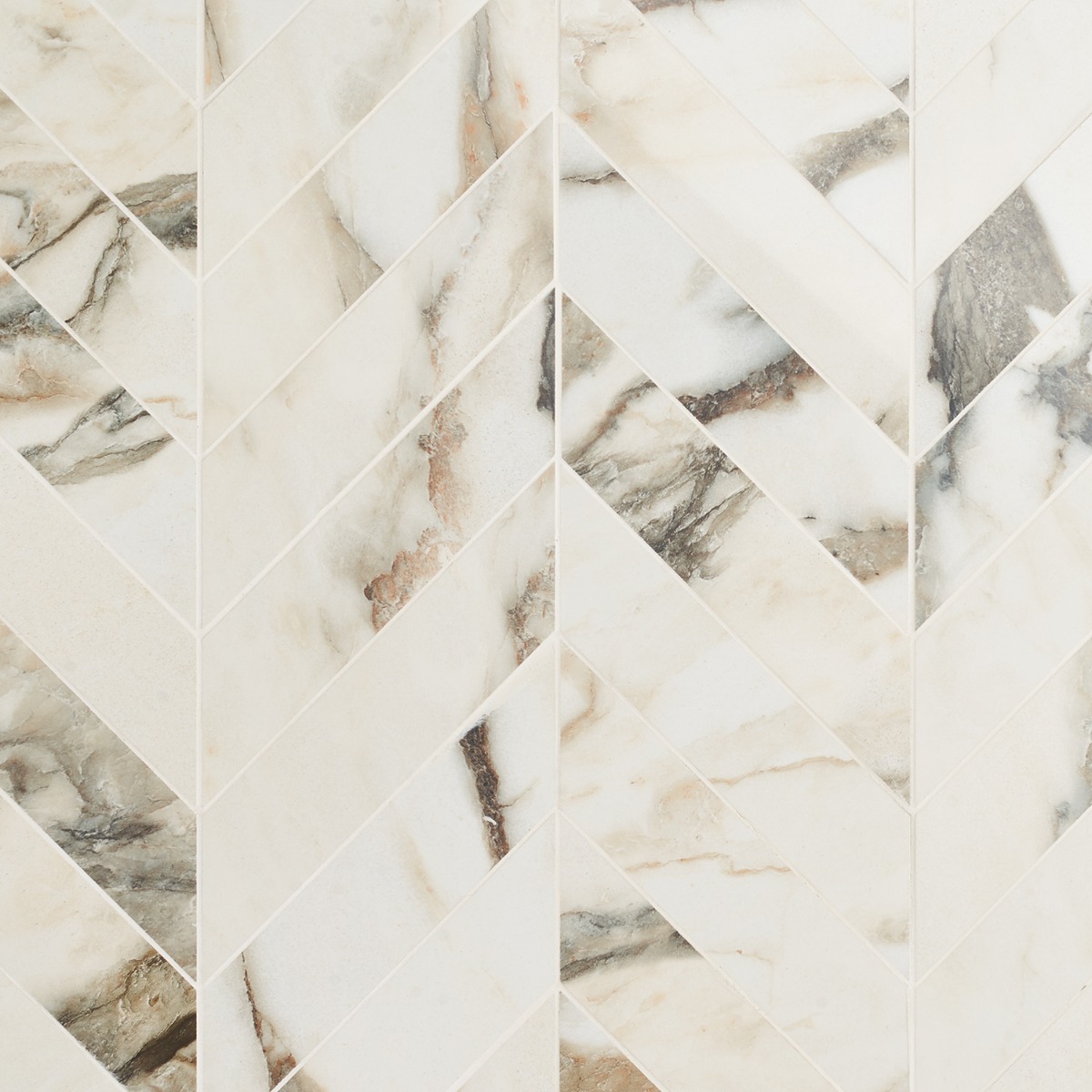 Lithe Calacatta Rustico 2x8 Chevron Polished  Porcelain