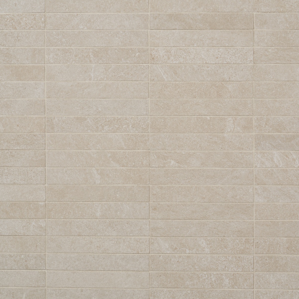 Motley Crema Beige 1x6 Stacked Limestone Look Matte Porcelain Mosaic Tile
