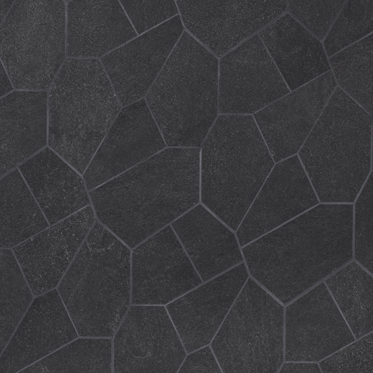 Motley Charcoal Black Organic Pattern Limestone Look Matte Porcelain Mosaic Tile