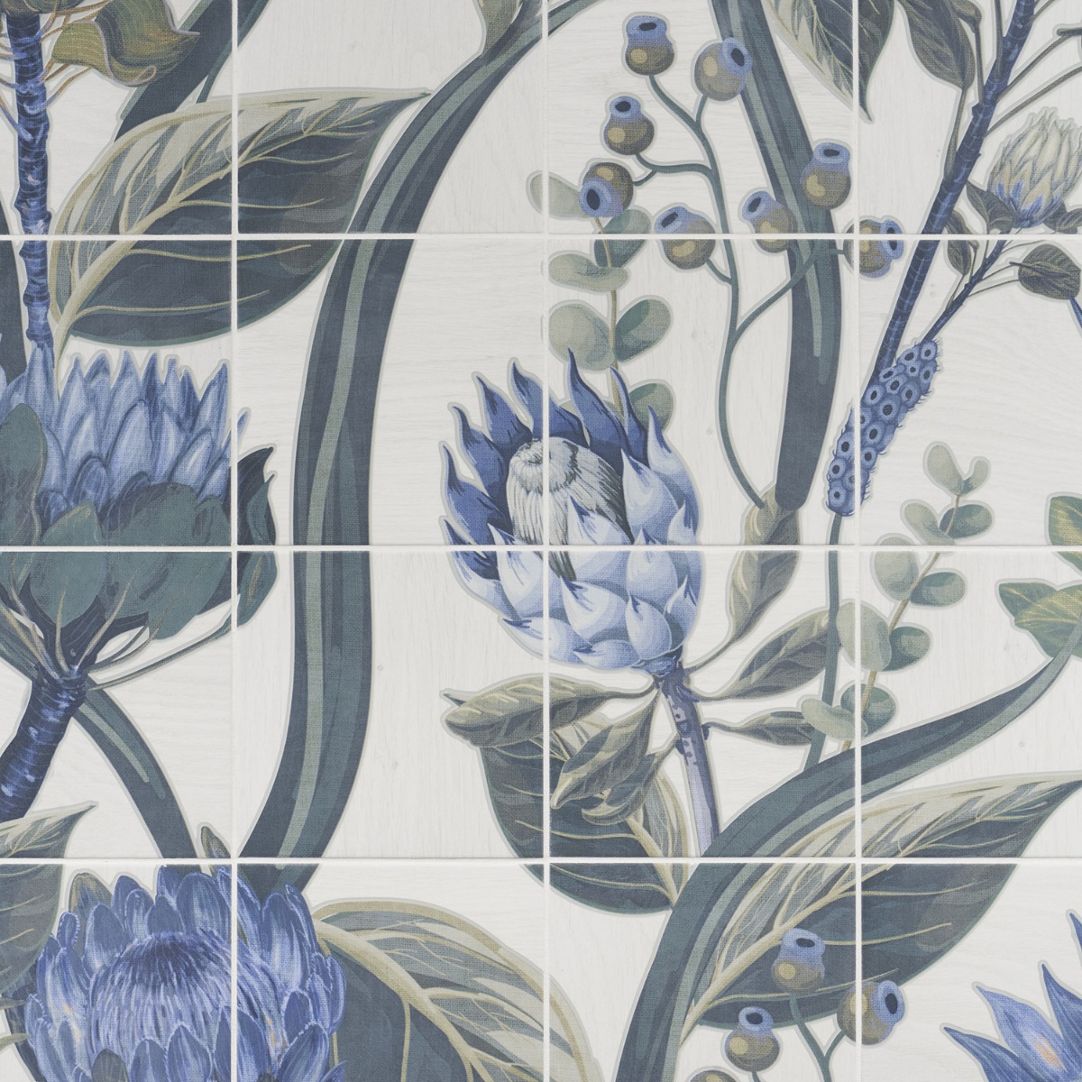 Angela Harris Florista Protea Leaves Mural 8x8 Matte Porcelain