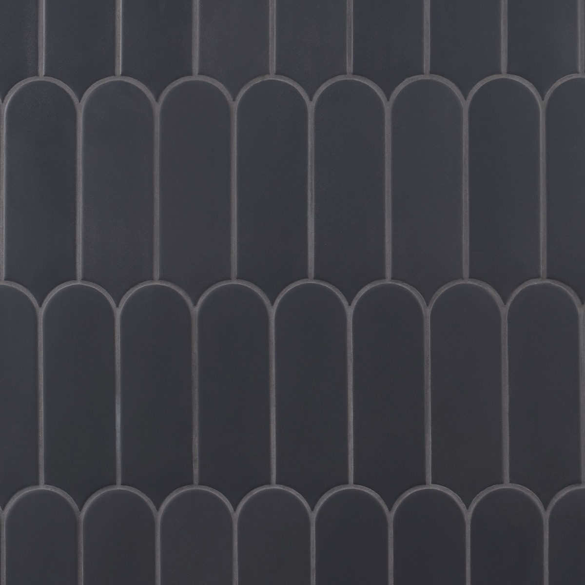Fan Charcoal 3x8 Fishscale Matte Ceramic Wall Tile