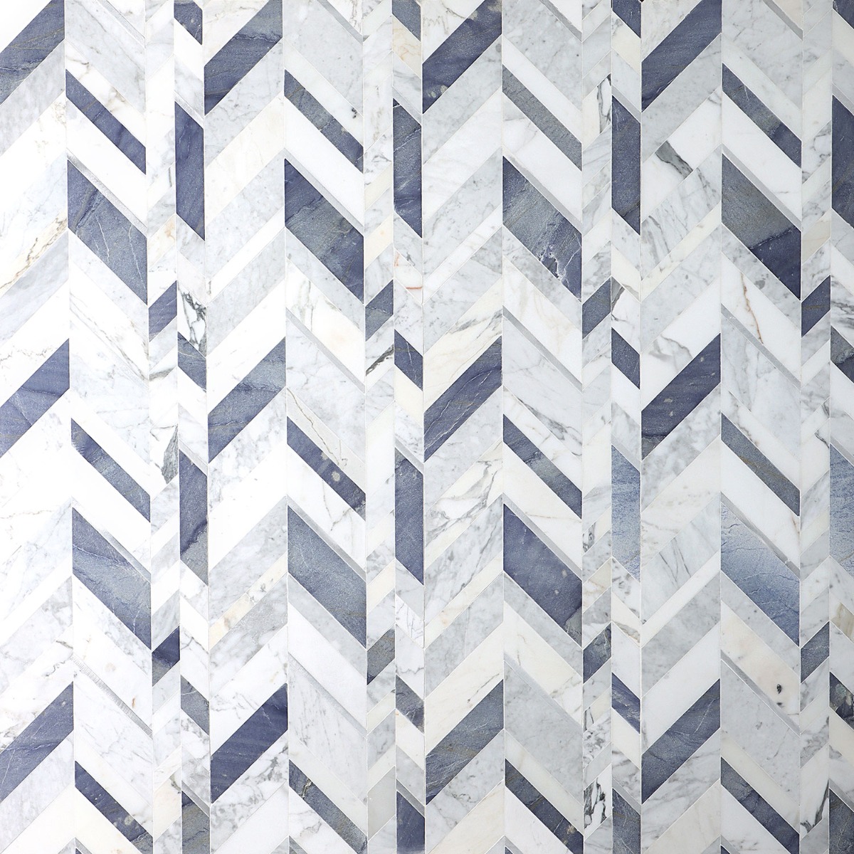 Zayden Azur - White Carrara- Calacatta- Blue Macauba-& Aluminum Polished Marble