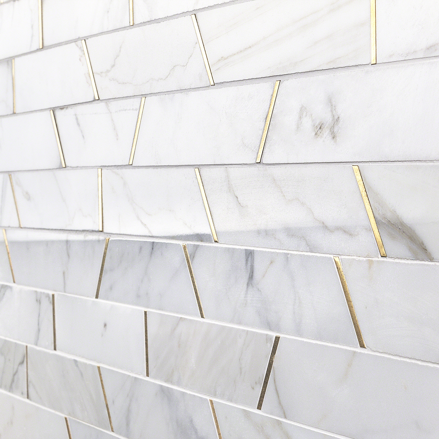 Matrix Trapezoid Marble and Brass Tile