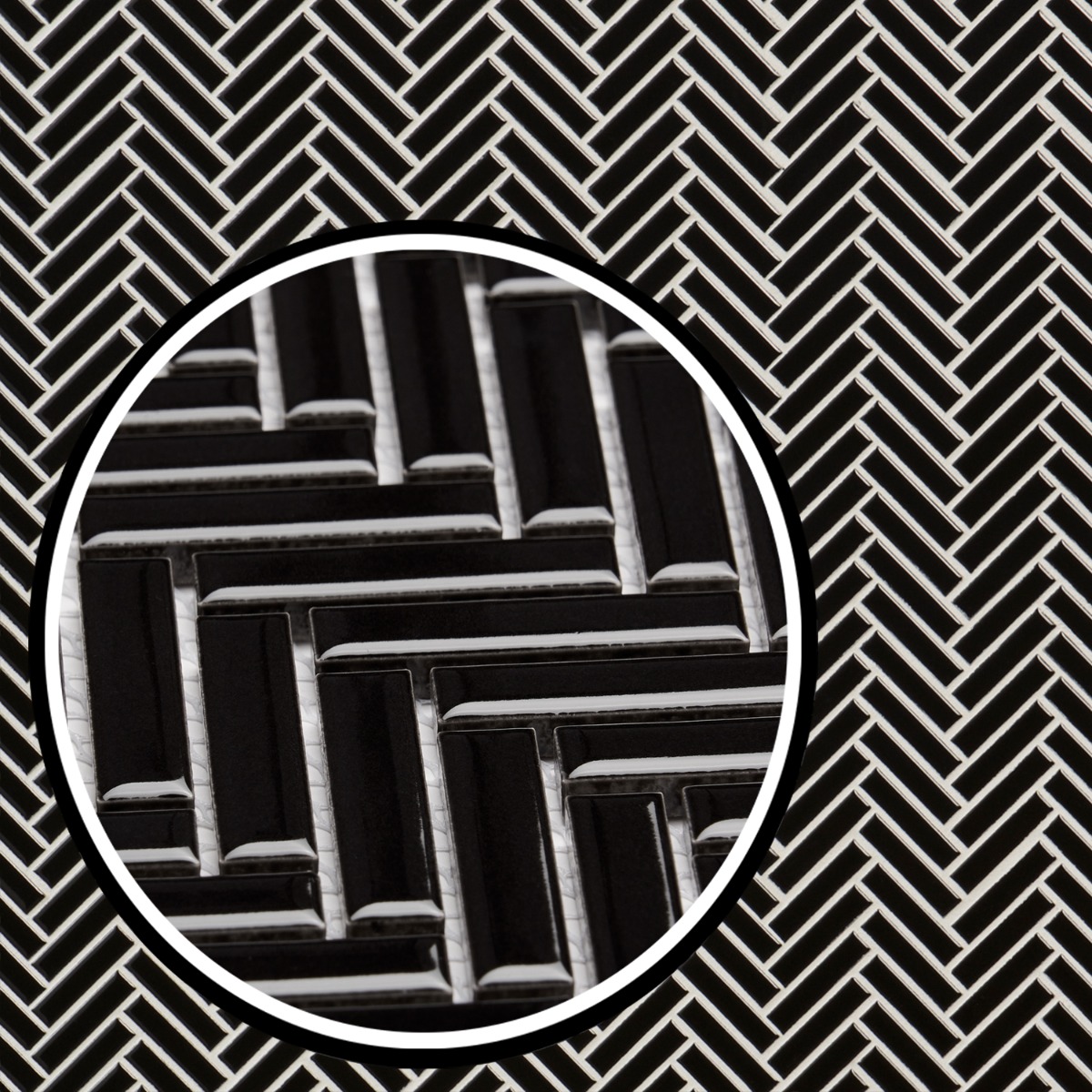 Motek Black Glossy Herringbone 