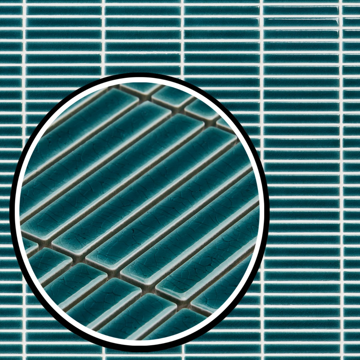 Motek Teal Crackled Glossy Tri Stacked 