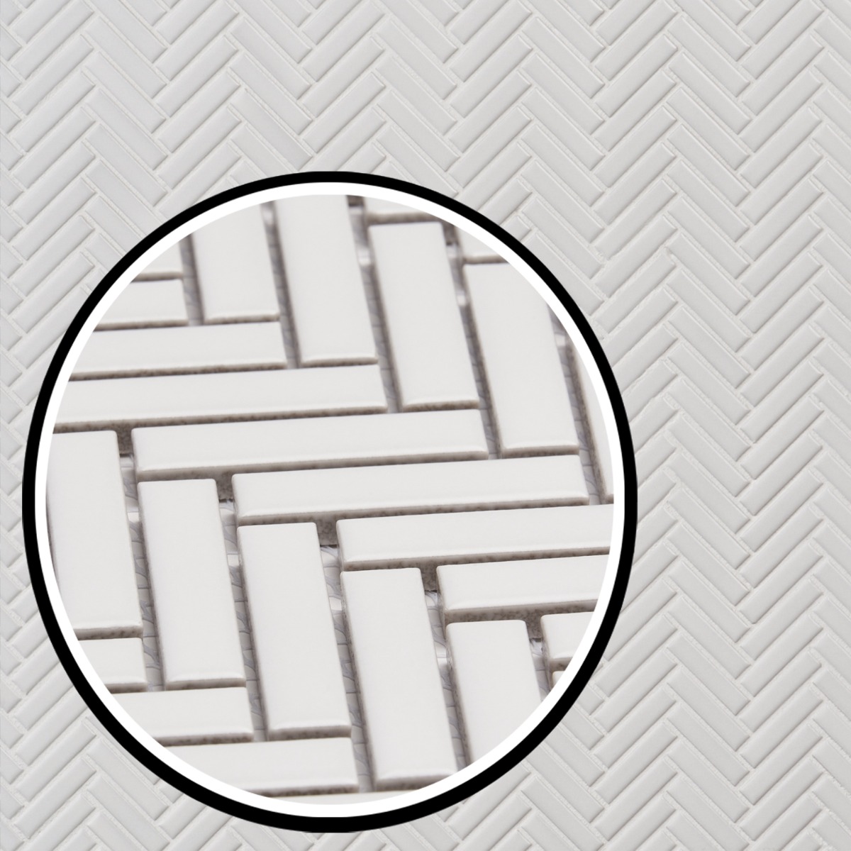 Motek White Matte Herringbone 