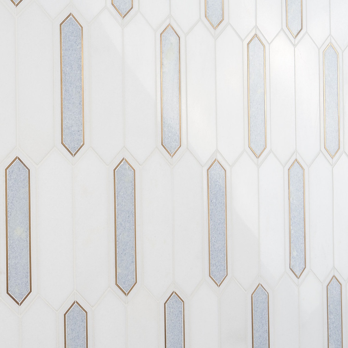 Madelyn Blue - Blue Celeste- White Thassos & Brass Polished Marble + Brass