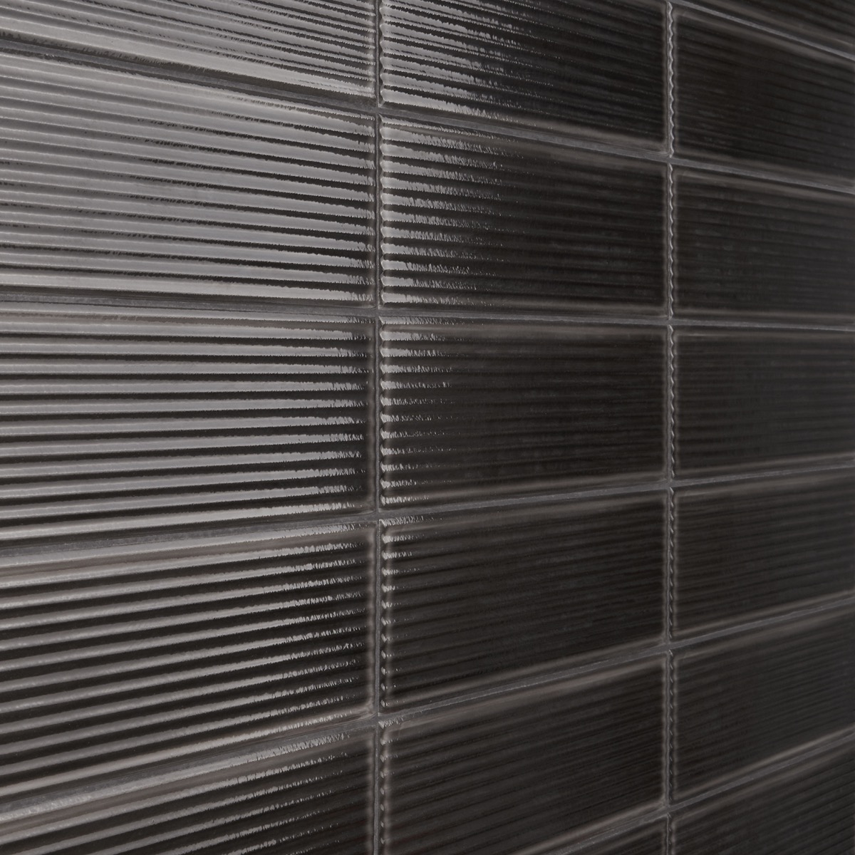 Stacy Garcia Artblock Nero Black 4x16 Fluted Glossy Porcelain Tile