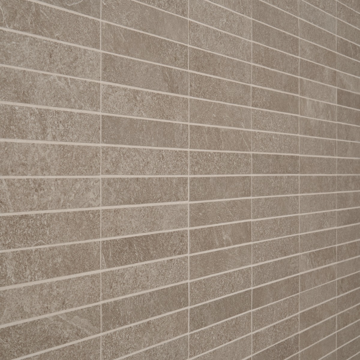 Motley Caramel Brown 1x6 Stacked Limestone Look Matte Porcelain Mosaic Tile
