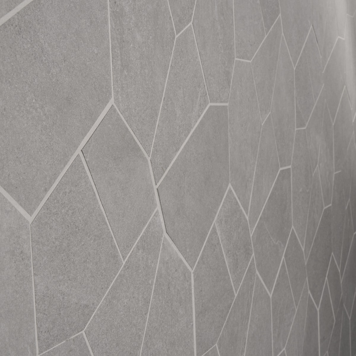Motley Silver Gray Organic Pattern Limestone Look Matte Porcelain Mosaic Tile
