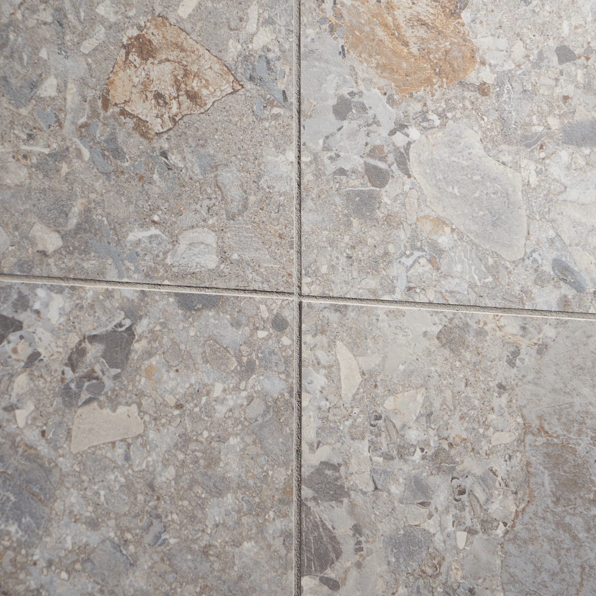 Norr 2.0 Earth Gray 24x48 Terrazzo Look Matte Porcelain Tile