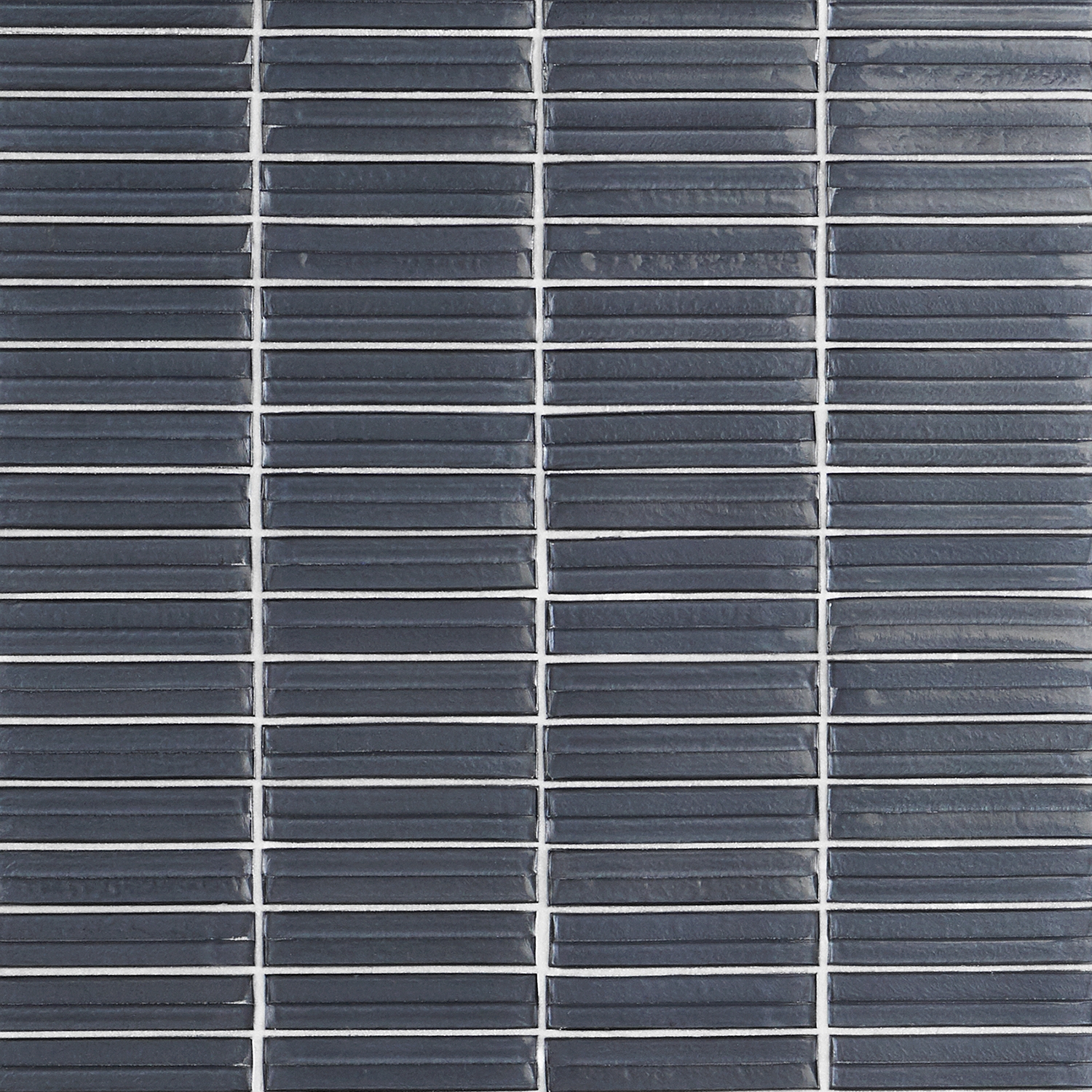 Brook Stacked Midnight Gray 1x5 Polished Glass Mosaic Tile