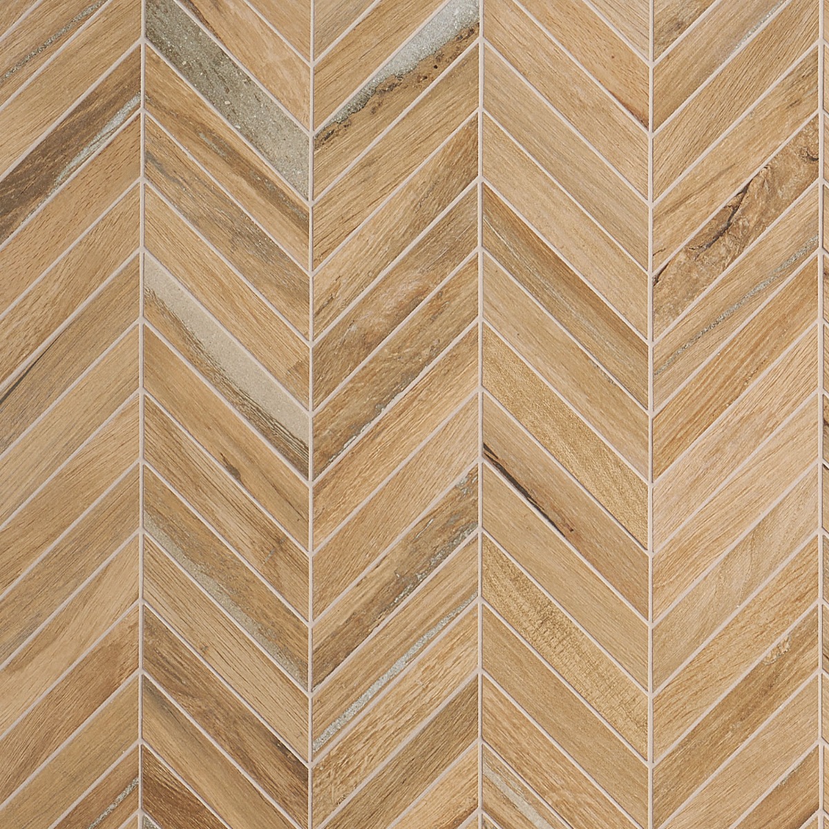 Finity Chevron Birch Matte Porcelain Wood Look Mosaic Tile