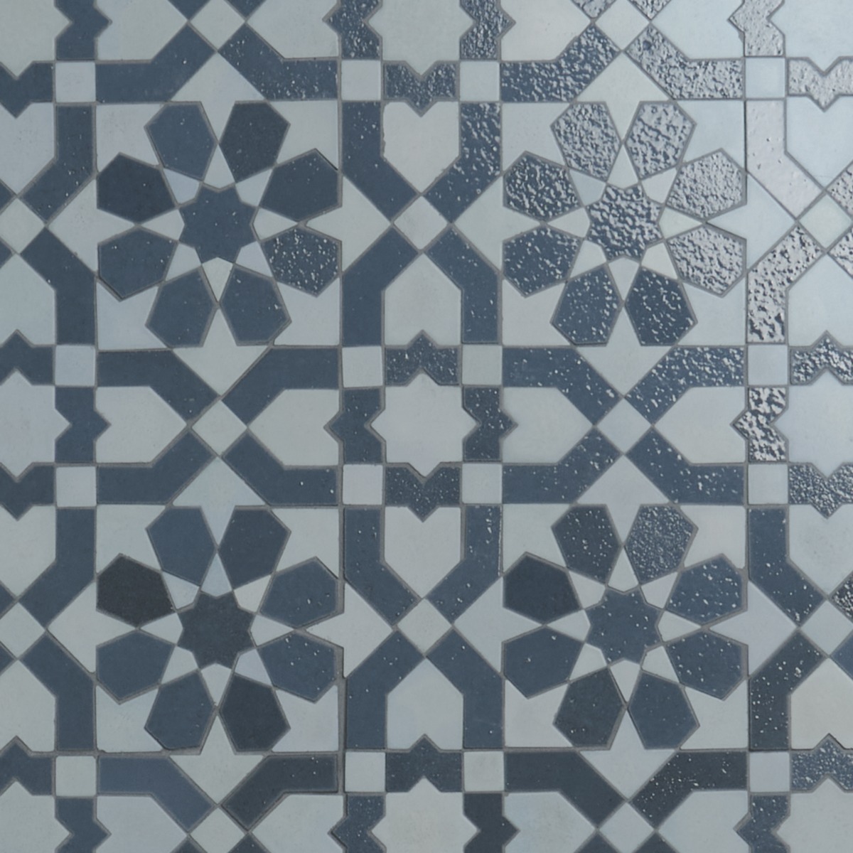 Alpana Fes Sky Blue Mixed Finish Lava Stone and Cement Mosaic Tile