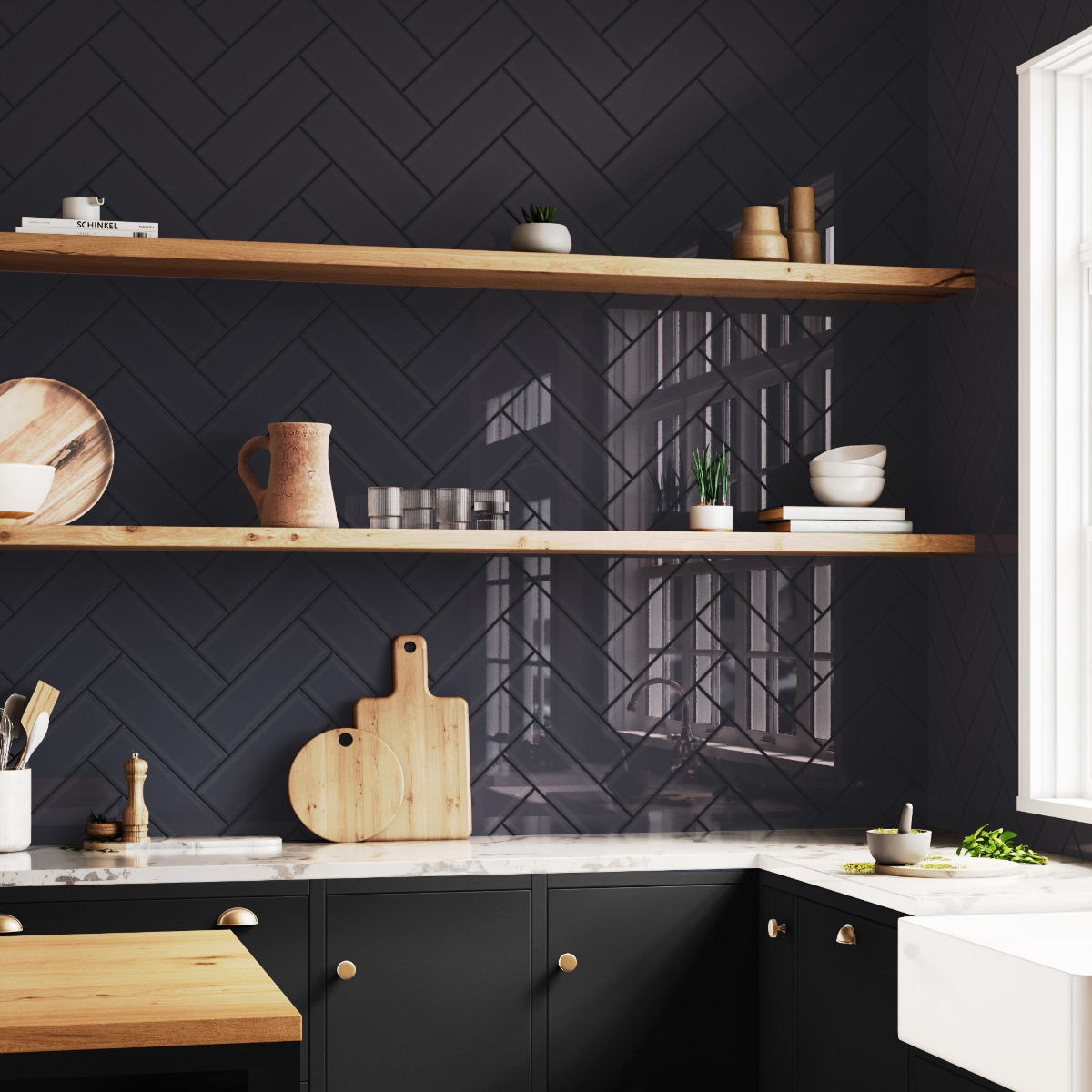 Beverly Charcoal Gray 4x12 Beveled Glossy Ceramic Subway Tile