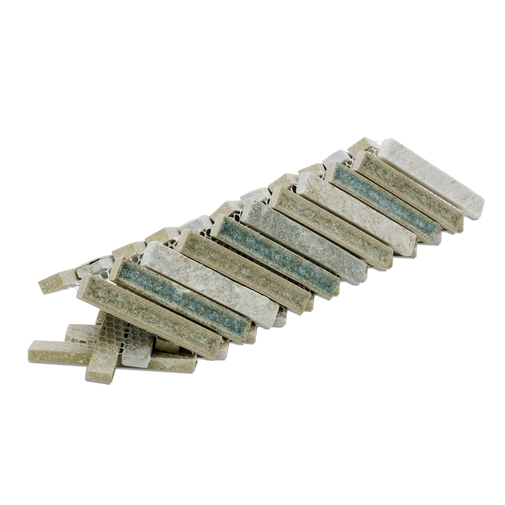 Roman Collection Crystal Springs Herringbone Marble And Glass Tile