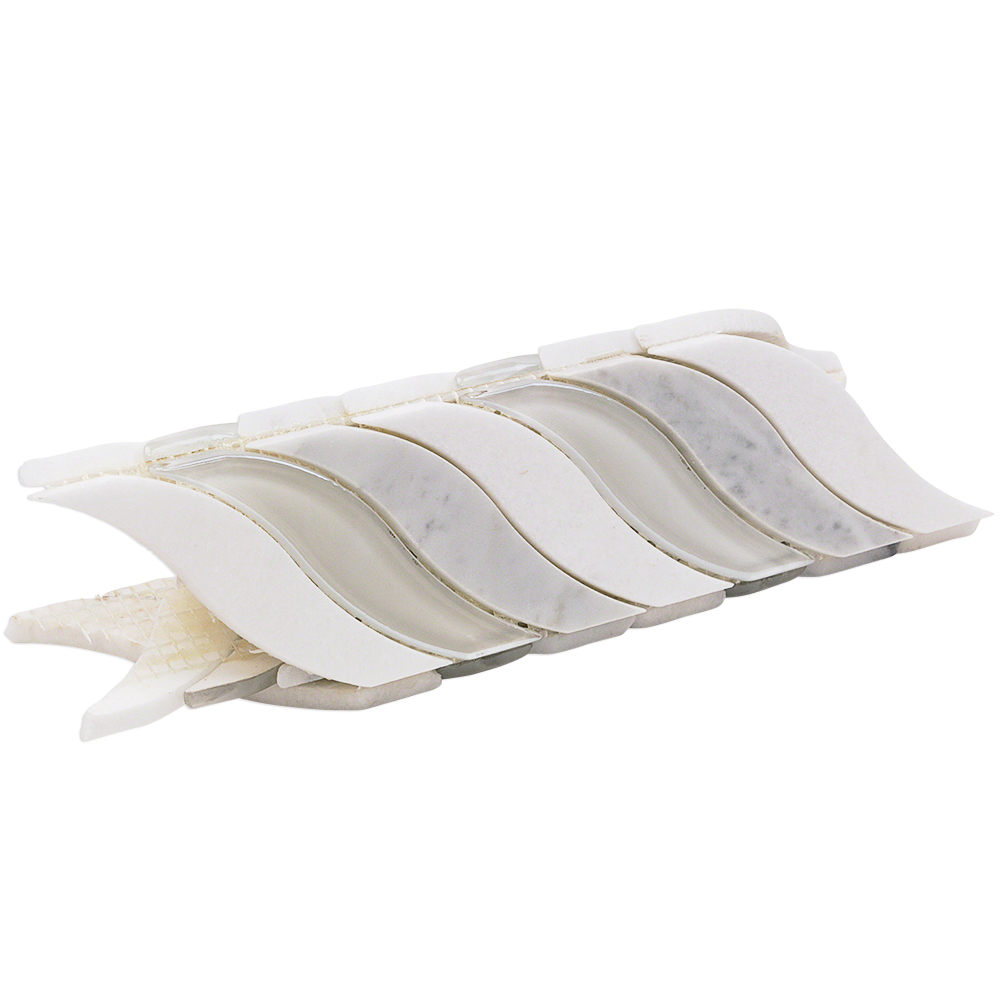  Silent Storm White Marble & Glass Tile
