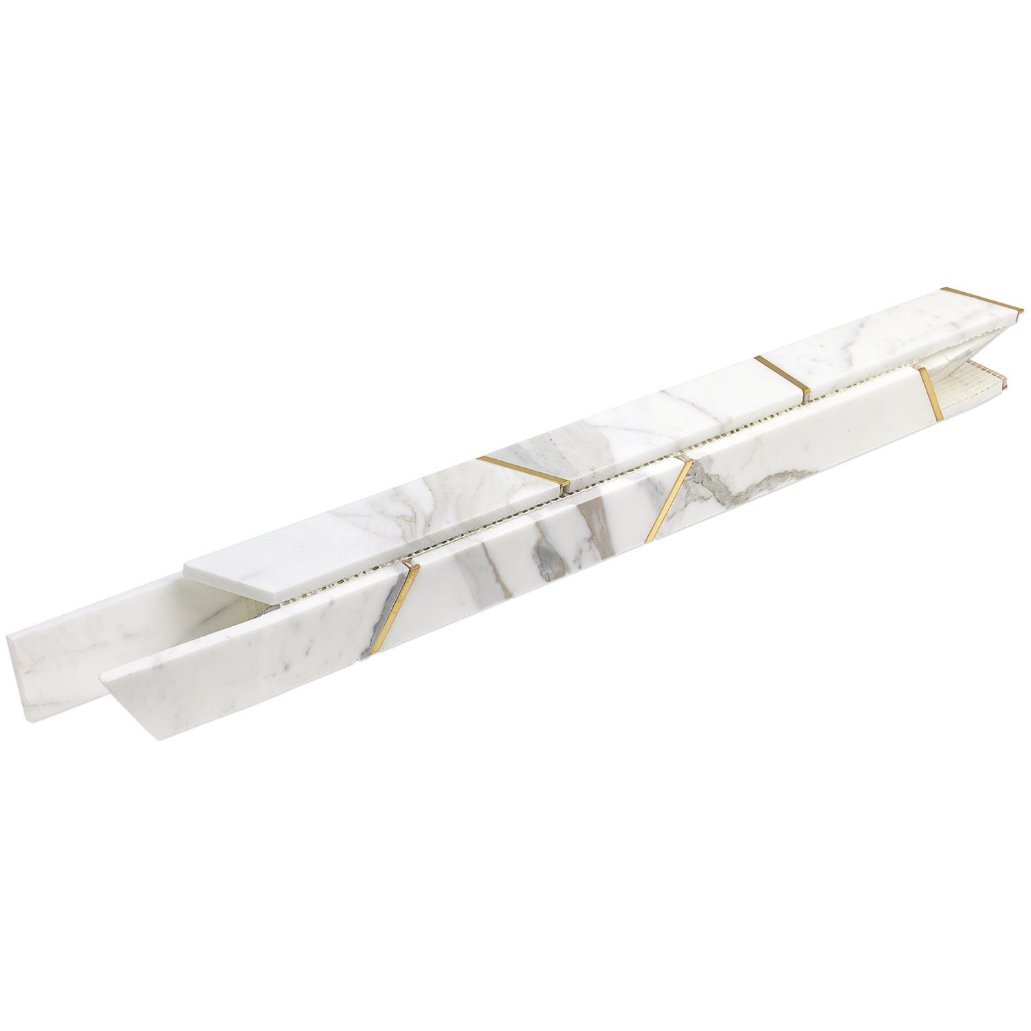 Matrix Trapezoid Marble and Brass Tile