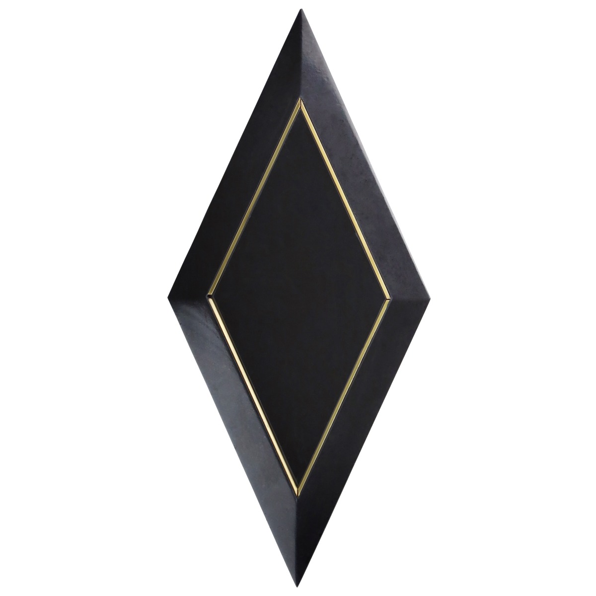 Cabot Black Jade Brass Inlay 6x12 Beveled Polished Marble Tile