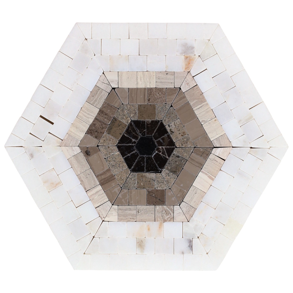 Imogen Saint Laurent Brown 6" Hexagon Marble Micro Mosaic Polished Marble