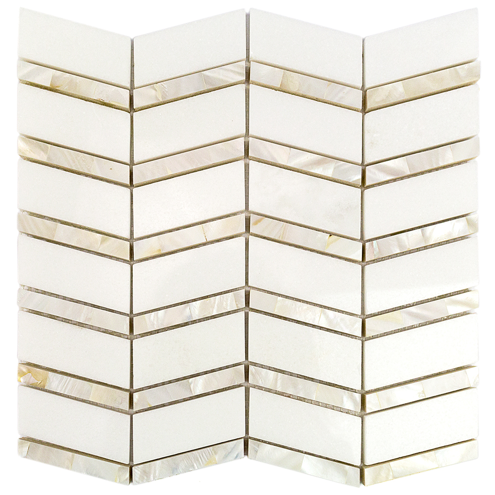 Heraldry White Thassos with Mother of Pearl Line 