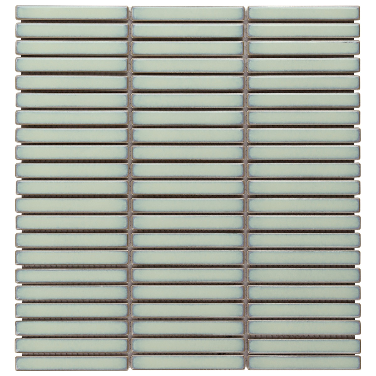Motek Mint Green 1x4" Tri-Stacked Glossy Porcelain Mosaic Tile