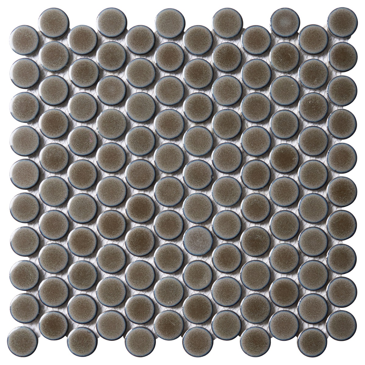 Denim 2.0 Heather Dark Gray Rimmed 1" Circle Polished Porcelain Mosaic Tile