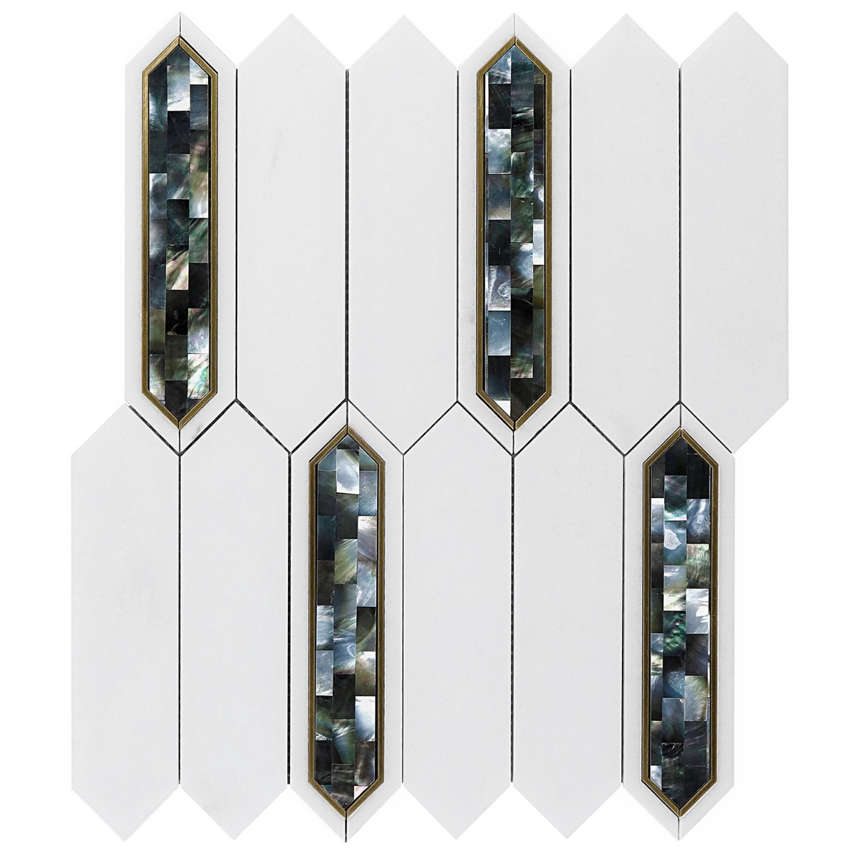 Madelyn Black Pearl - White Thassos- Black Pearl & Brass Polished