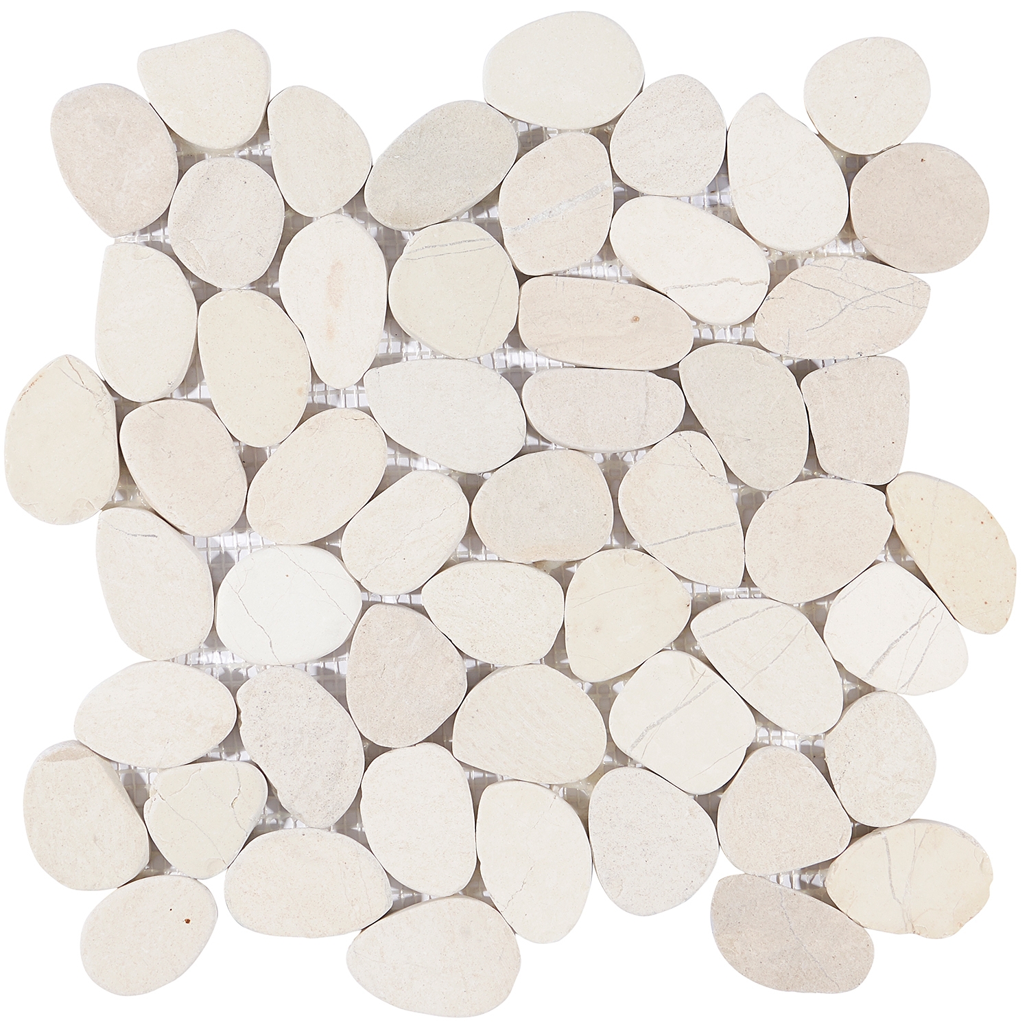 Nature White Round Pebble Mosaic 
