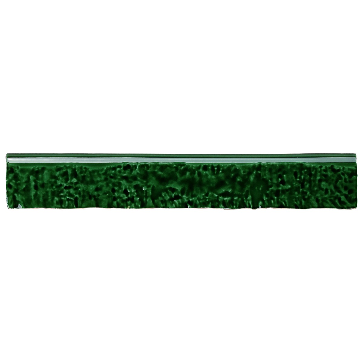 Artist Emerald Green 1.5x9 Crackled Glossy Ceramic Bullnose 
