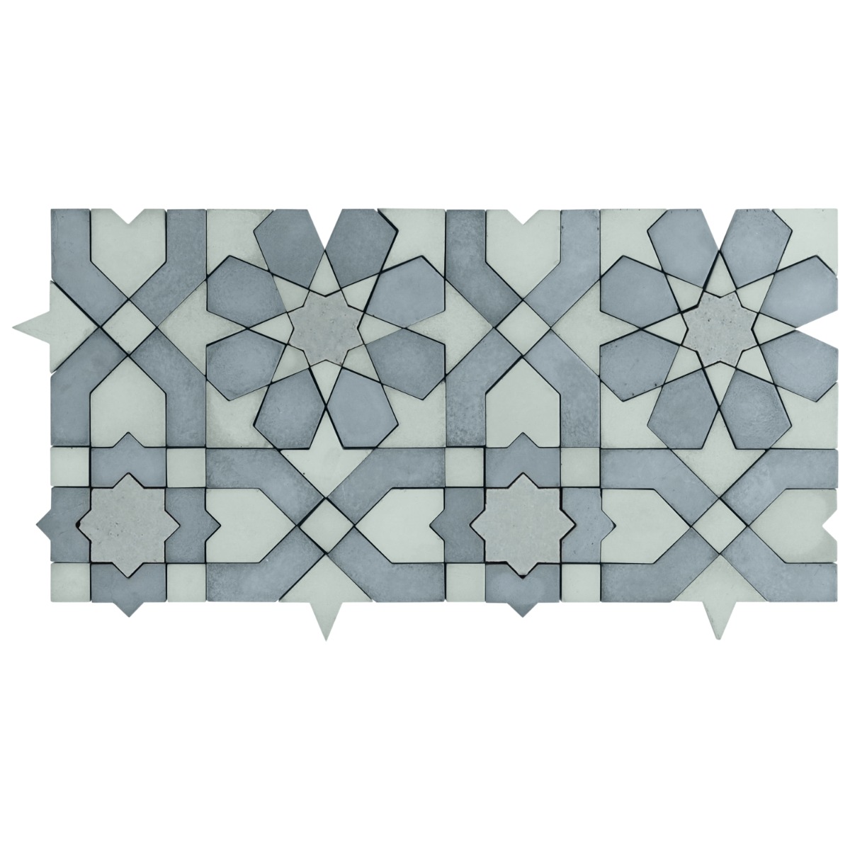 Alpana Fes Ocean Blue Mixed Finish Lava Stone and Cement Mosaic Tile