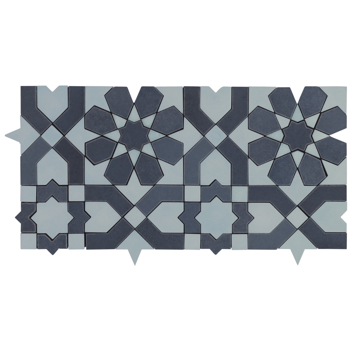 Alpana Fes Sky Blue Mixed Finish Lava Stone and Cement Mosaic Tile