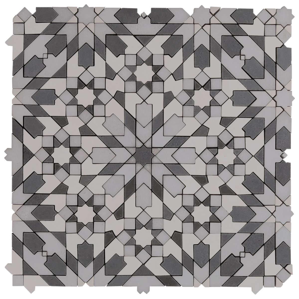 Alpana Taza Cloud Gray Mixed Finish Lava Stone and Cement Mosaic Tile