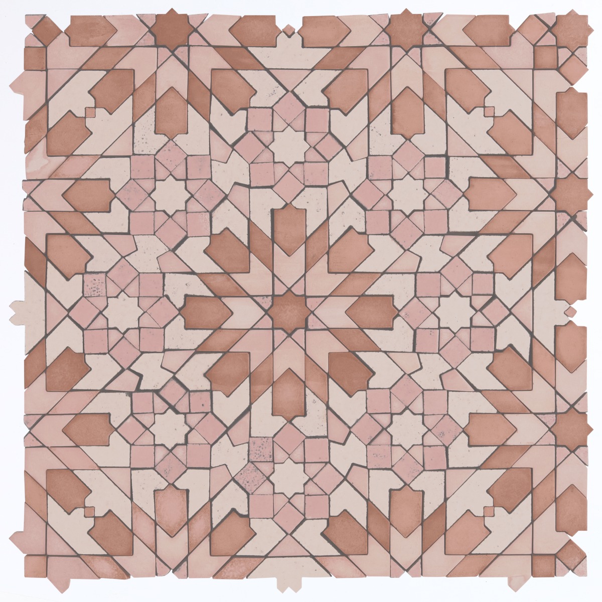 Alpana Taza Terracotta Rosa Mixed Lava Stone and Cement Mosaic Tile