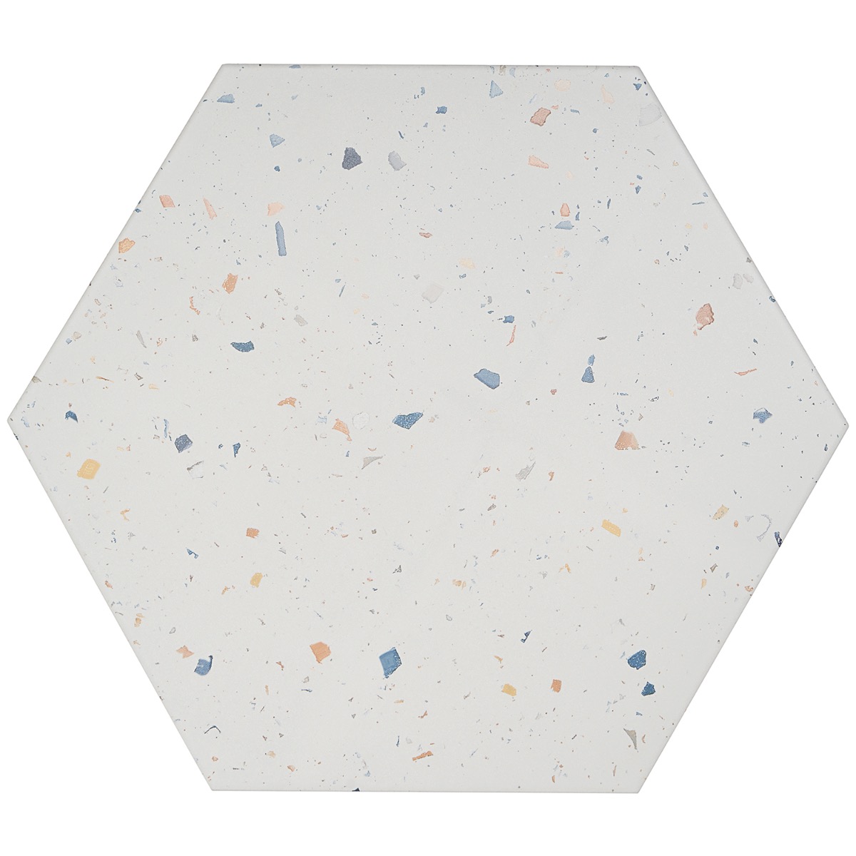 Wild Terrazzo Multi White 12.5" Hex Matte Porcelain