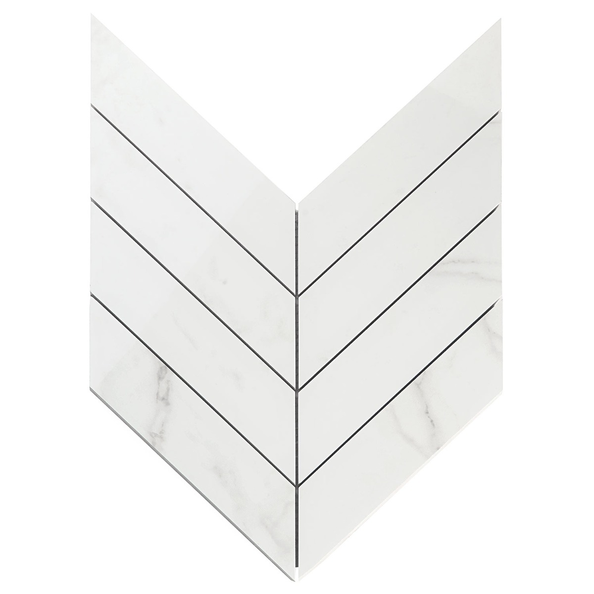 Lithe Statuario Venato 2x8 Chevron Polished  Porcelain