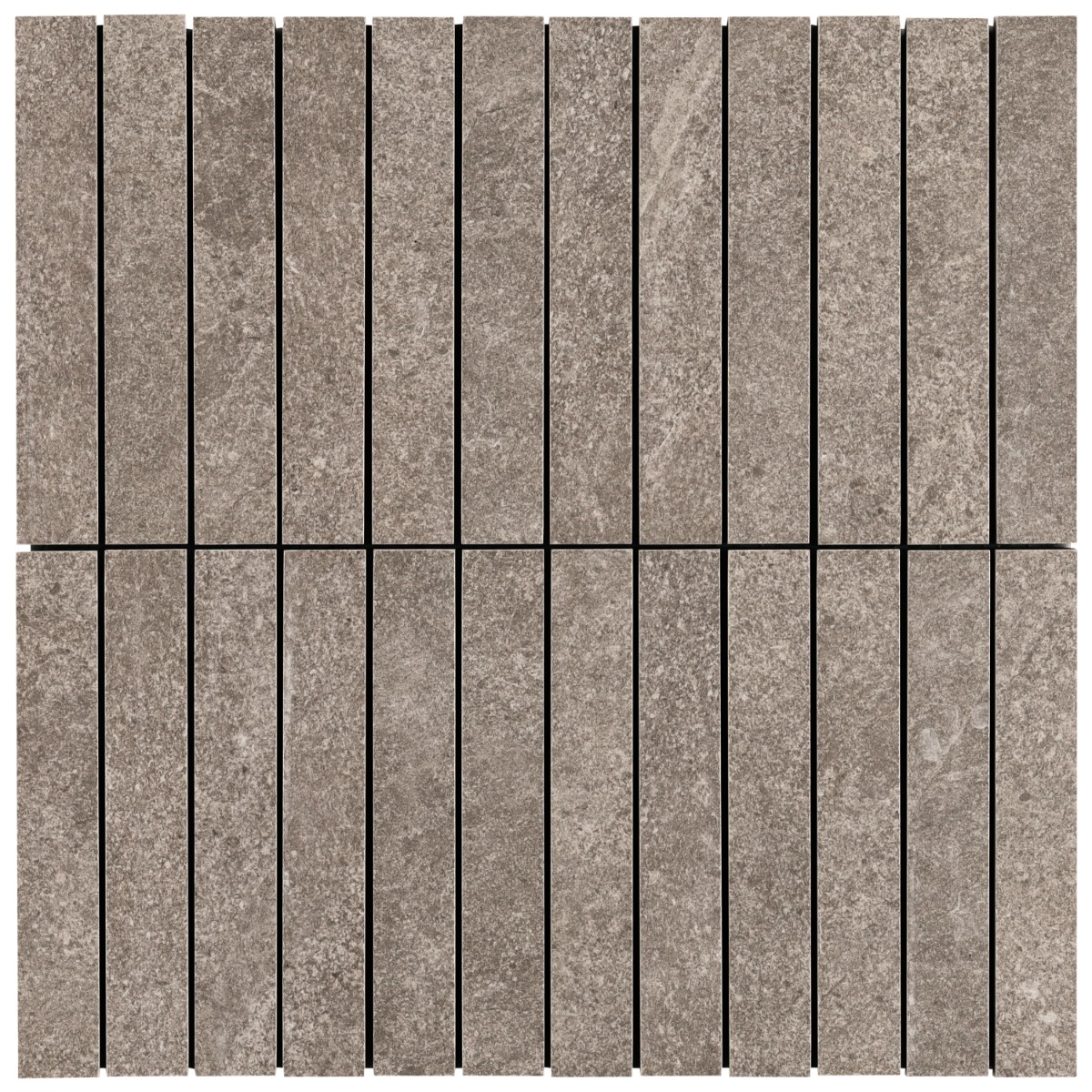 Motley Caramel Brown 1x6 Stacked Limestone Look Matte Porcelain Mosaic Tile