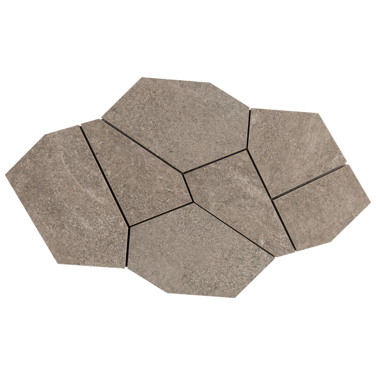 Motley Caramel Brown Organic Pattern Limestone Look Matte Porcelain Mosaic Tile