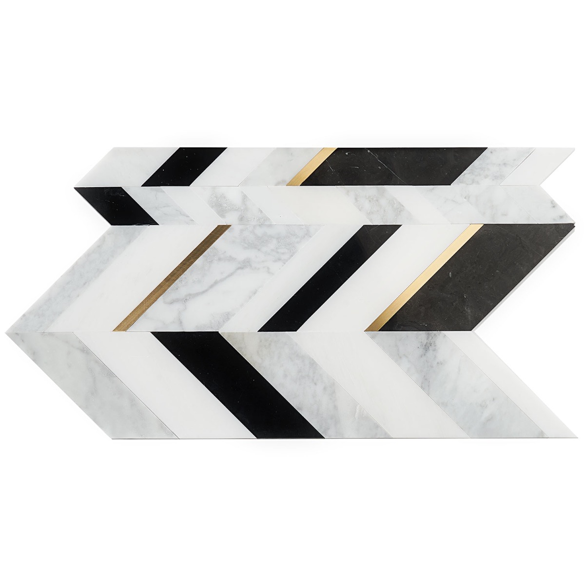 Zayden Nero Blanco - White Carrara, Nero Marquina, Asian Statuary, & Brass Polished Marble + Brass