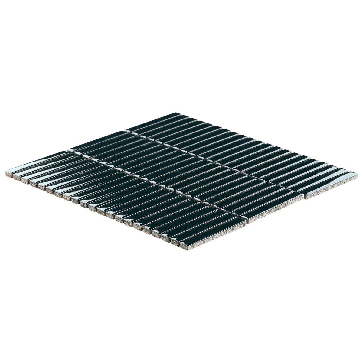 Motek Emerald Green 1x4" Tri-Stacked Glossy Porcelain Mosaic Tile
