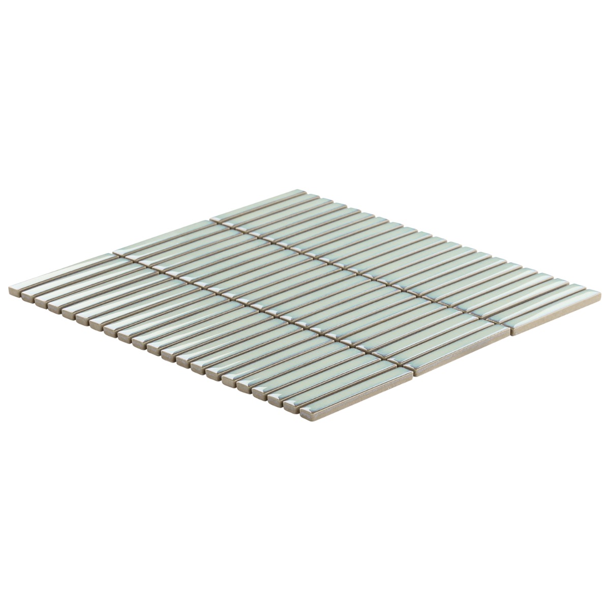 Motek Mint Green 1x4" Tri-Stacked Glossy Porcelain Mosaic Tile