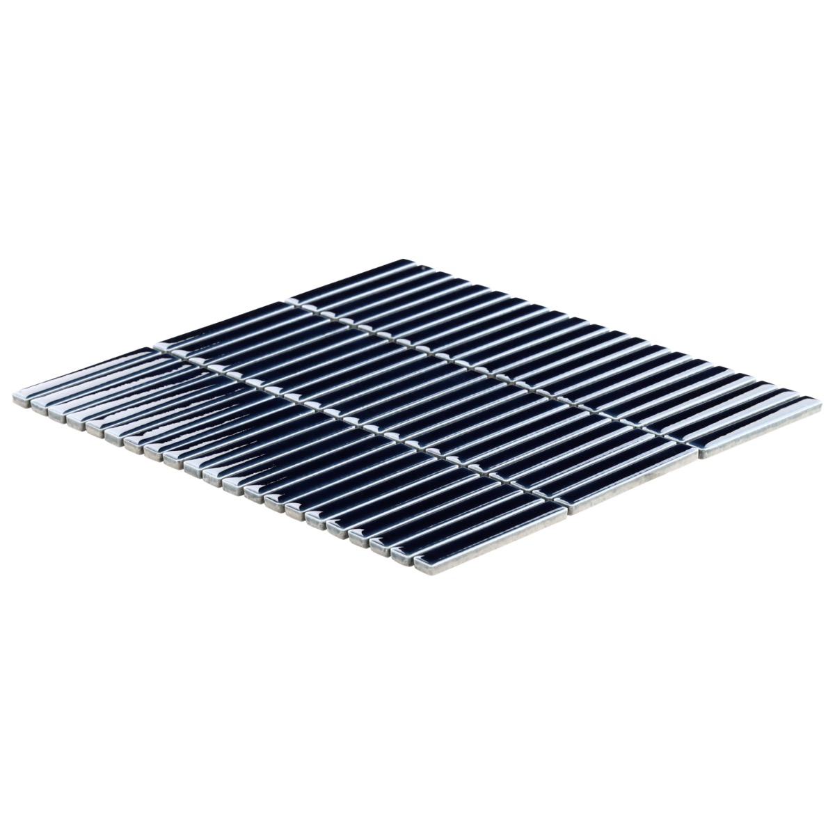 Motek Royal Blue 1x4" Tri-Stacked Crackled Glossy Porcelain Mosaic Tile
