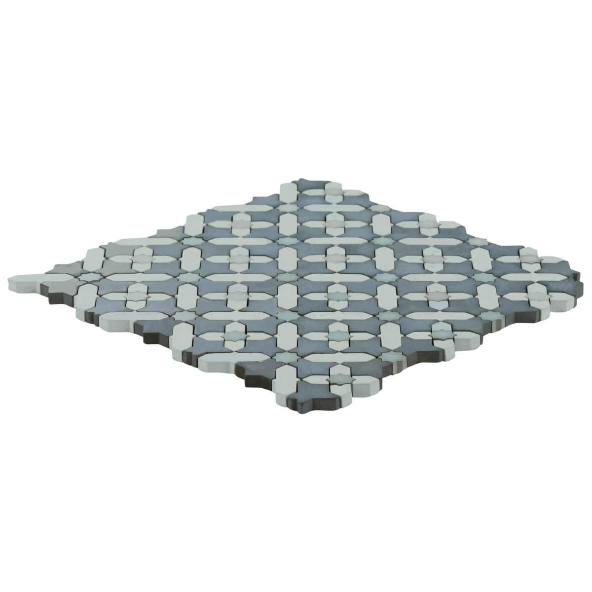 Alpana Safi Ocean Blue Mixed Finish Lava Stone and Cement Mosaic Tile
