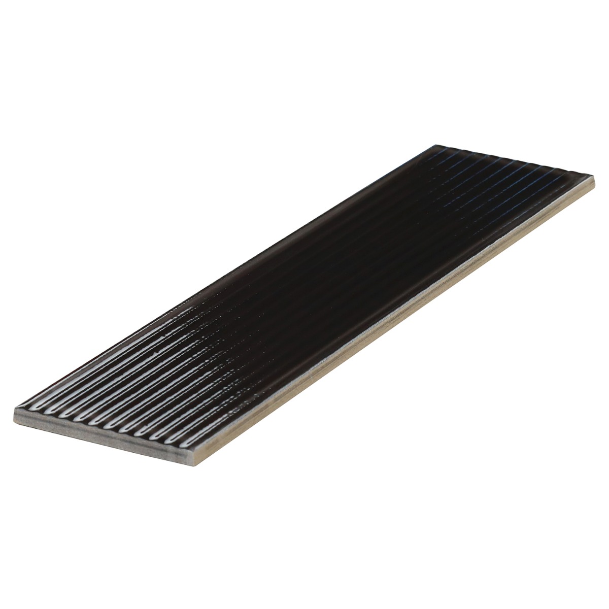 Stacy Garcia Artblock Nero Black 4x16 Fluted Glossy Porcelain Tile