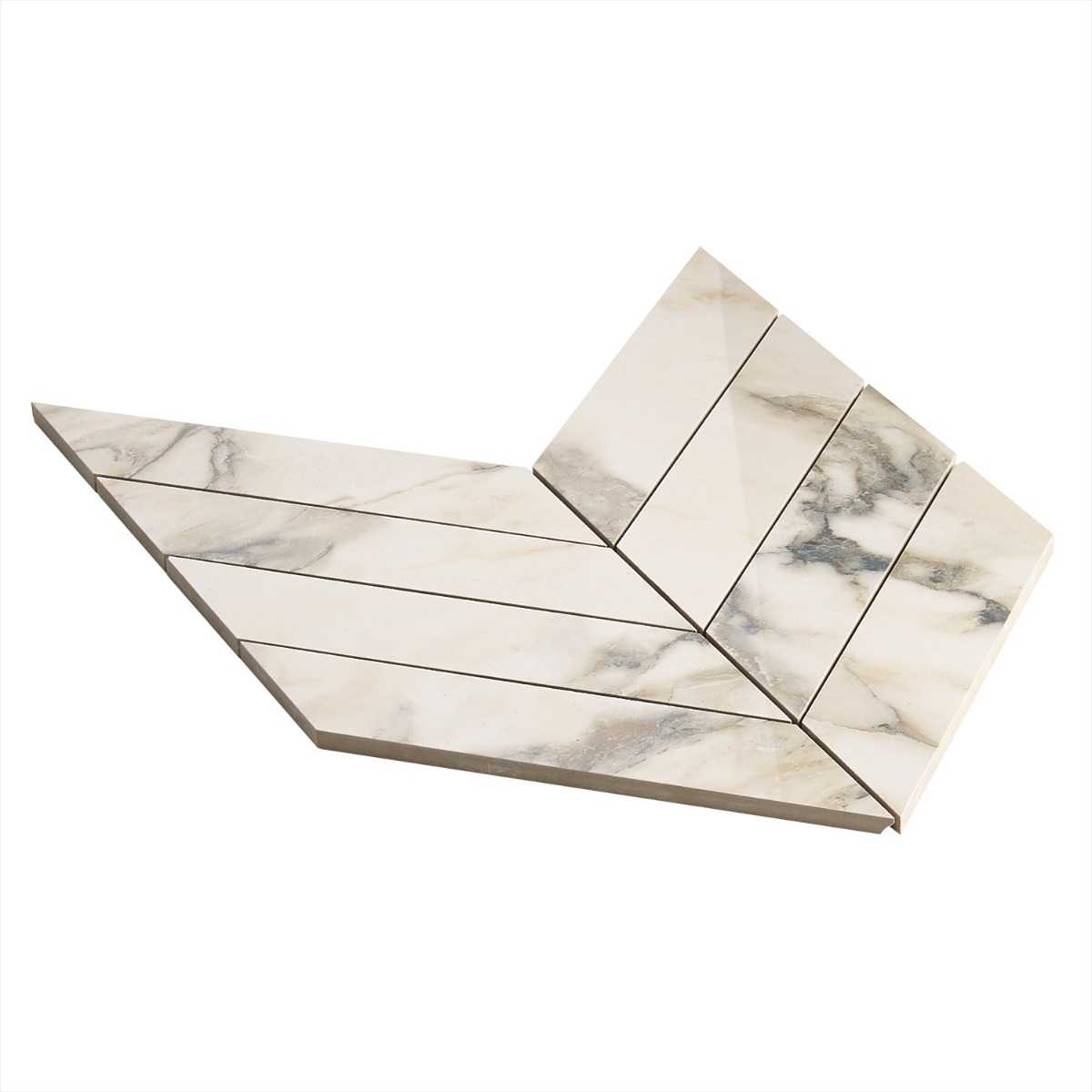 Lithe Calacatta Rustico 2x8 Chevron Polished  Porcelain