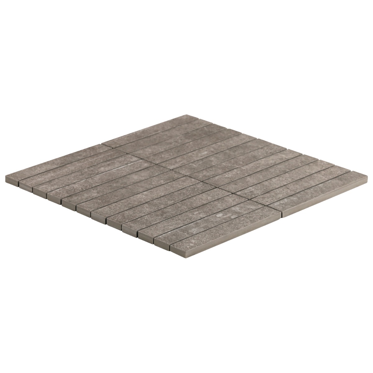Motley Caramel Brown 1x6 Stacked Limestone Look Matte Porcelain Mosaic Tile