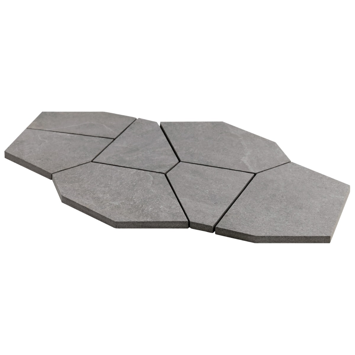 Motley Silver Gray Organic Pattern Limestone Look Matte Porcelain Mosaic Tile